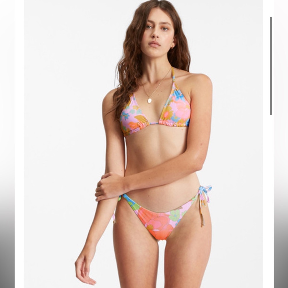 Billabong 🌺 Floral Pick Me Up Tri Triangle Multi-Way Bikini Top XL 14 NWT